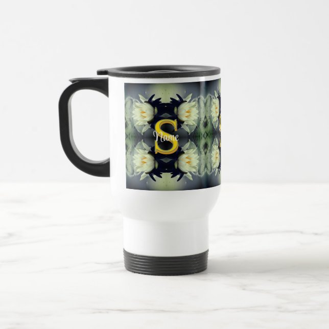 Mug De Voyage Monogramme personnalisé Votre initiale Nom Fleur d (Gauche)