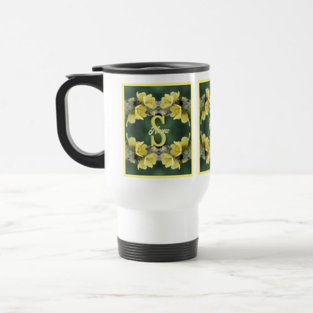 Mug De Voyage Monogramme personnalisé Votre initiale Nom Mullein (Gauche)