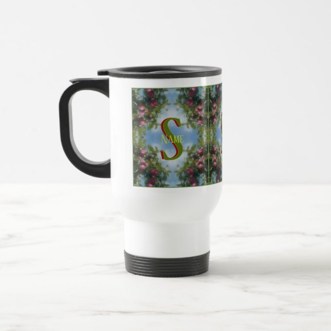 Mug De Voyage Monogramme personnalisé Votre initiale Nom Pommes  (Gauche)