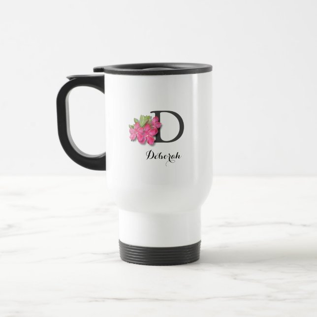 Mug de voyage Monogramme Rose Azalea (Gauche)