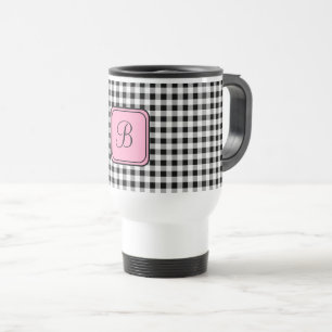 Mug De Voyage Monogramme rose, Buffalo Check Acier Inoxydable