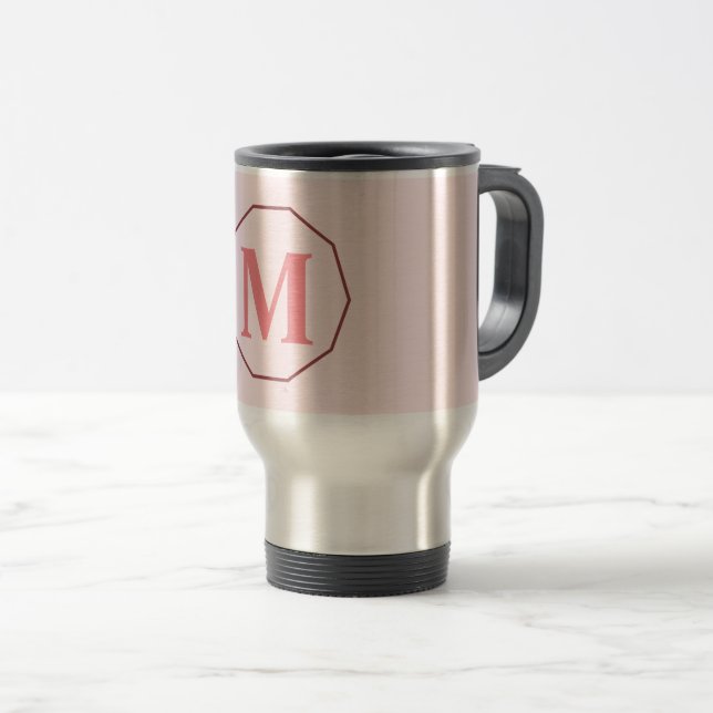Mug De Voyage Monogramme rose vif élégant personnalisé (Devant droit)