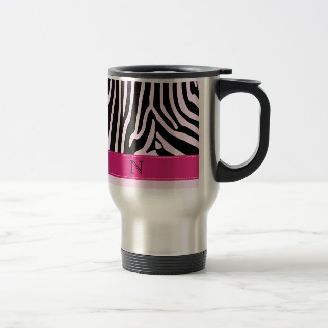 Mug De Voyage monogramme rose zèbre tendance (Droit)