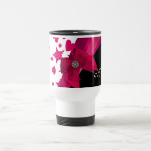 Mug De Voyage Monogramme rouge et par blanc modelé assez girly