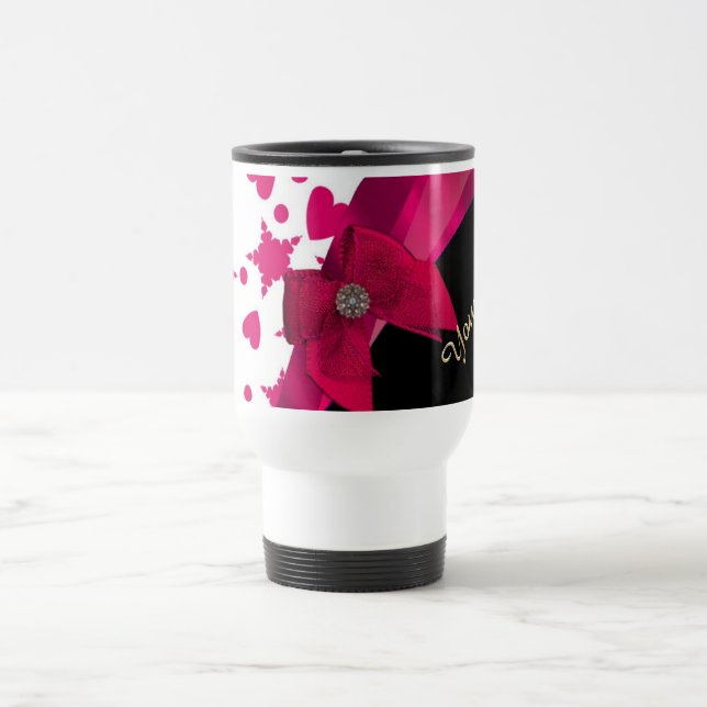Mug De Voyage Monogramme rouge et par blanc modelé assez girly (Centre)