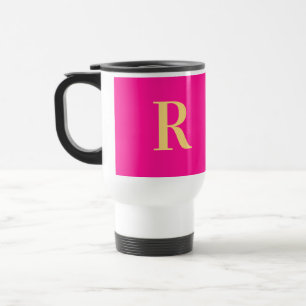 Mug De Voyage Monogramme simple et moderne Hot rose