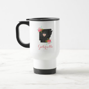 Mug De Voyage Monogramme Tendance Arkansas État Cœur Amovible Vi