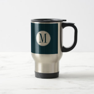 Mug De Voyage Monogramme unique de la Pinstripe de Cobalt