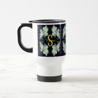 Mug De Voyage Monogramme Votre Nom Initial Clématite Art Floral