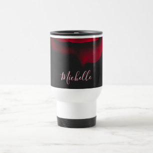 Mug De Voyage Monographie personnalisée rouge rose vintage photo