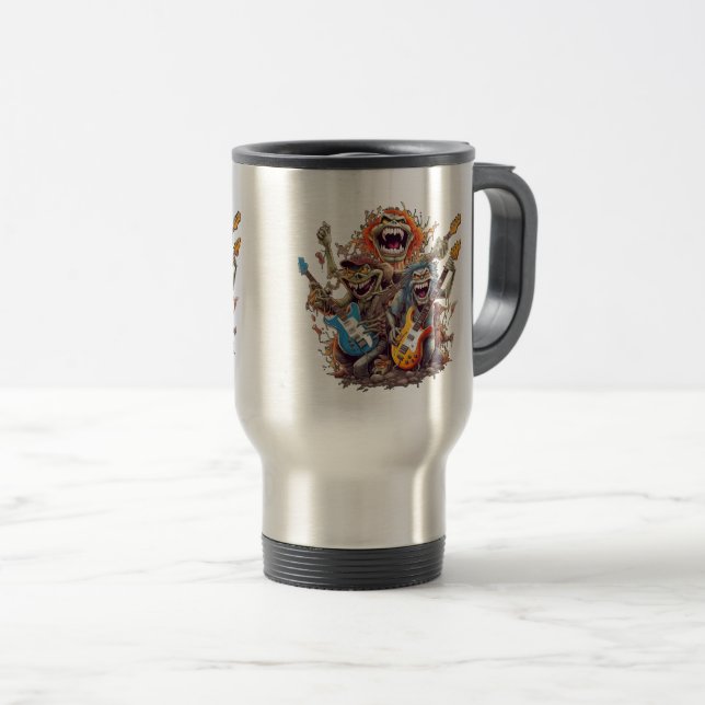Mug De Voyage Monstres de Rock and Roll pour les amateurs de mus (Devant droit)