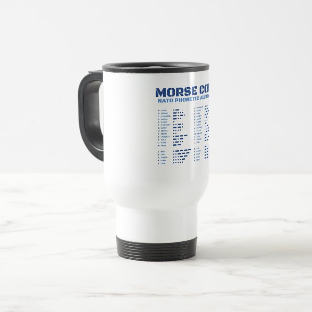 Mug De Voyage Morse Code Alphabet phonétique OTAN (Devant gauche)