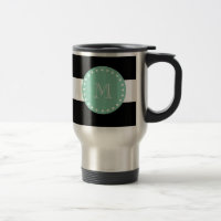Motif à rayures noires, Monogramme vert à menthe