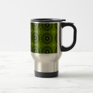 Mug De Voyage Motif abstrait de kaléidoscope en explosion verte