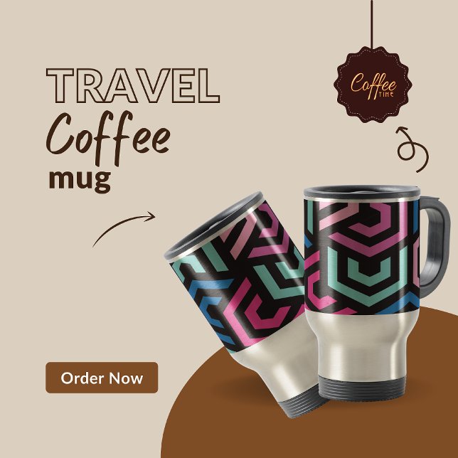 Mug De Voyage Motif Abstrait géométrique couleur mignon (Créateur téléchargé)