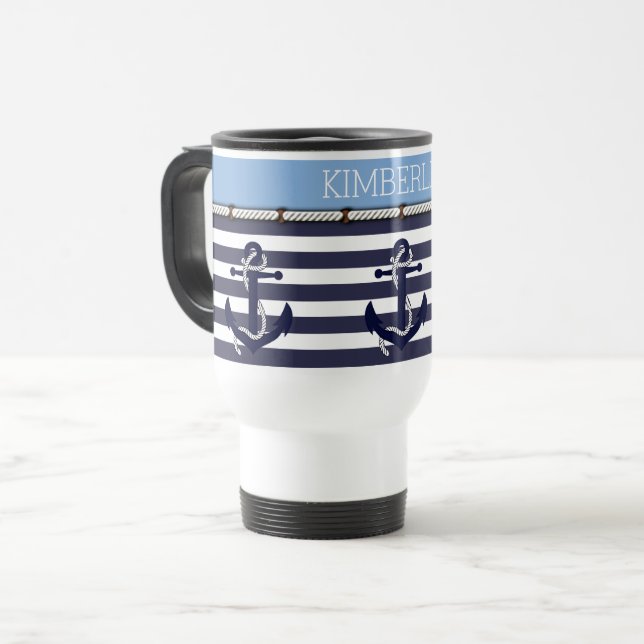 Mug De Voyage Motif Ancre nautique Choisissez votre couleur Pers (Devant gauche)