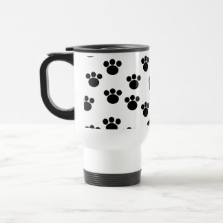 Mug De Voyage Motif animal d'empreinte de patte. Noir et blanc.