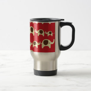 Mug De Voyage Motif animal mignon de rouge de cerise d'éléphants