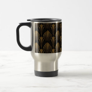 Mug De Voyage Motif Art Déco Or — Géométrique Élégant Vintage