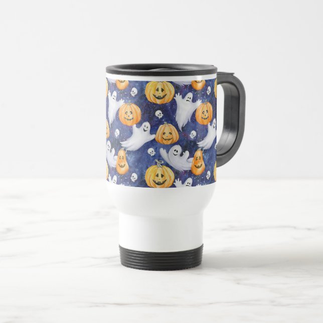 Mug De Voyage Motif d'aquarelle Halloween (Devant droit)
