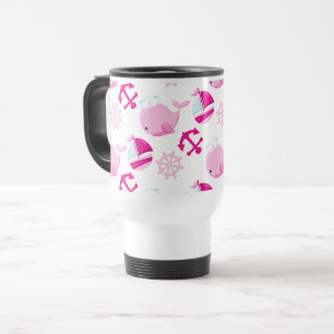 Mug De Voyage Motif De Baleines, Beaux Baleines, Baleines Roses