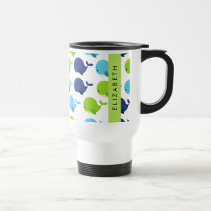 Mug De Voyage Motif De Baleines, Beaux Baleines, Votre Nom