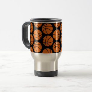 Mug De Voyage Motif de basket-ball classique sur fond noir