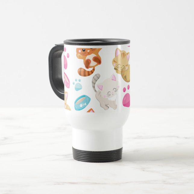 Mug De Voyage Motif De Chats, Chats Mignons, Kitty, Chatons, Paw (Devant gauche)