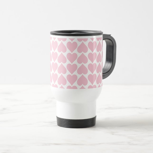 Mug De Voyage Motif de cœurs roses, romantique, amour (Devant droit)