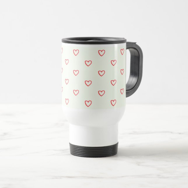 Mug De Voyage Motif de cœurs rouges, Mignon, Amour (Devant droit)