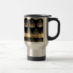 Mug De Voyage Motif de couronne d'or sur le noir