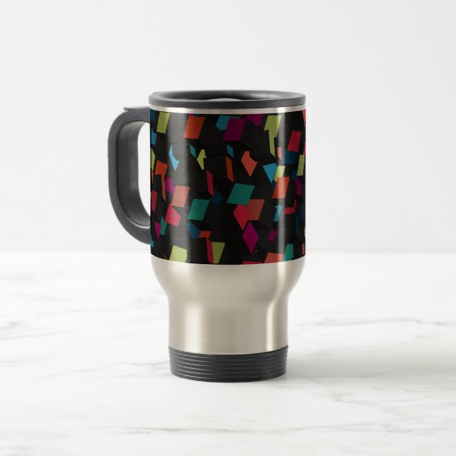 Mug De Voyage Motif de cube géométrique abstrait tendance (Devant gauche)