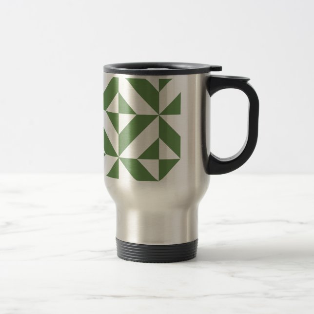 Mug De Voyage Motif de cube vert laiton foncé (Droit)