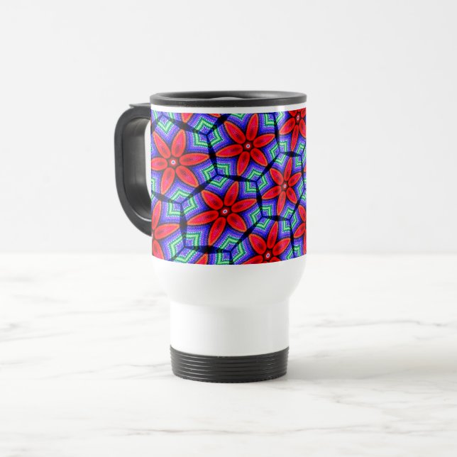 Mug De Voyage Motif de Fleurs de tissus rouges (Devant gauche)