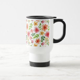 Mug De Voyage Motif de fleurs roses à l'aquarelle