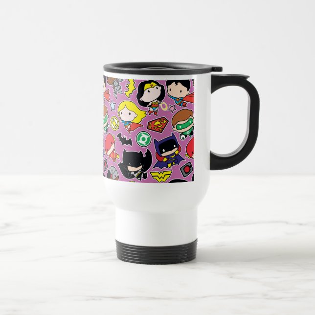 Mug De Voyage Motif de la Ligue de Justice de Chibi sur le viole (Droite)