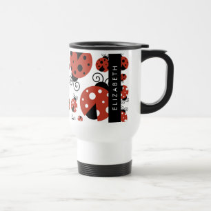 Mug De Voyage Motif De Ladybugs, Red Ladybugs, Votre Nom