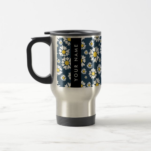 Mug De Voyage Motif de marguerite, marguerites blanches, Votre n (Gauche)