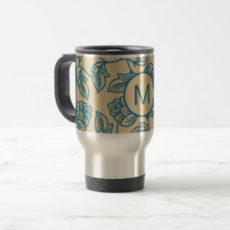 Mug De Voyage Motif de monogramme de feuilles de houblon vintage