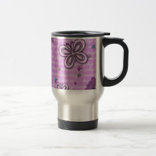 Mug De Voyage Motif de papillon rose et pourpre