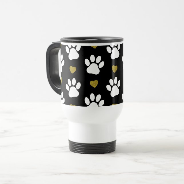 Mug De Voyage Motif De Pâtes, Pâtes De Chien, Pâtes Blanches, Co (Devant gauche)