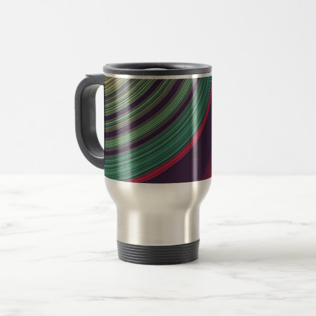 Mug De Voyage Motif de rainures de disque abstrait rétro cool (Devant gauche)