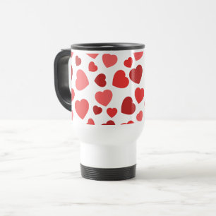 Mug De Voyage Motif Des Coeurs, Coeurs Rouges, Motif Des Coeurs