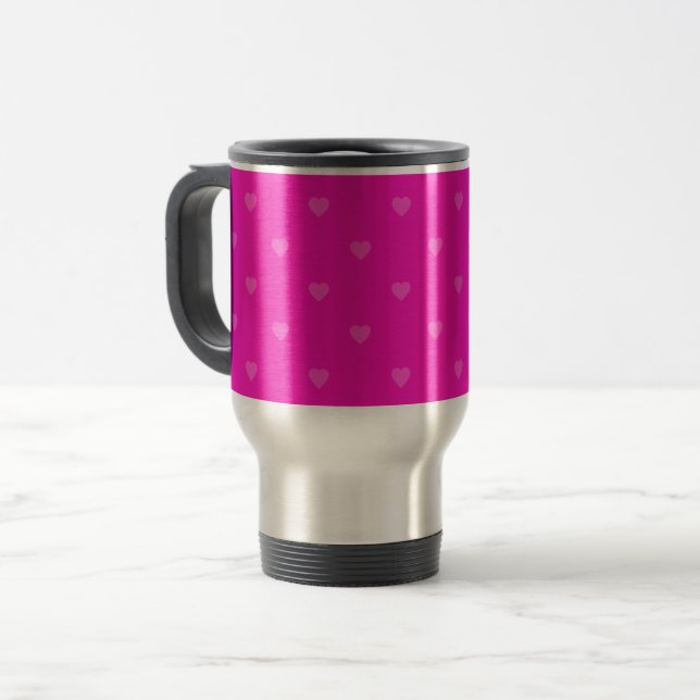 Mug De Voyage Motif des coeurs roses (Devant gauche)