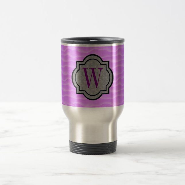 Mug De Voyage Motif des dunes violettes de monogramme (Centre)