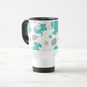 Mug De Voyage Motif Des Eléphants Bleus, Eléphants Mignons, Étoi
