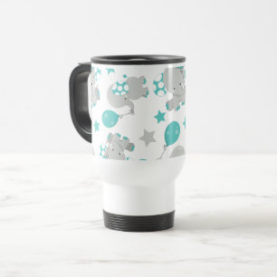Mug De Voyage Motif Des Eléphants, Eléphants Mignons - Gris Bleu