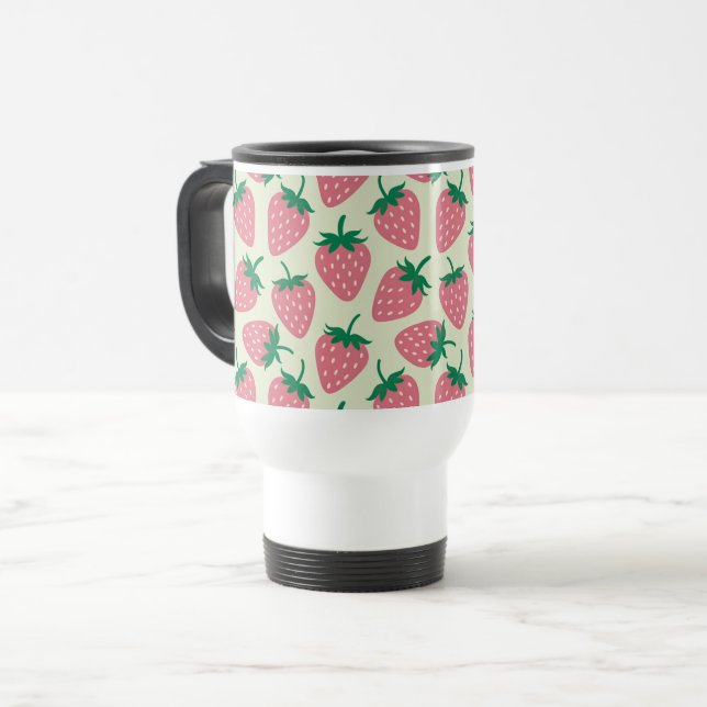 Mug De Voyage Motif d'été fraise rose (Devant gauche)