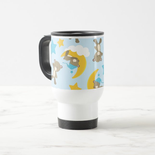 Mug De Voyage Motif D'Ours, Mignonnes Ours, Nounours, Étoiles (Devant gauche)