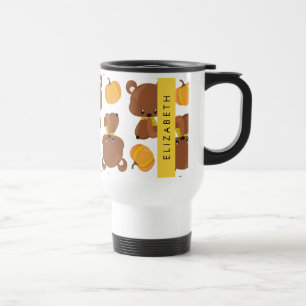 Mug De Voyage Motif D'Ours, Mignons Ours, Citrouille, Votre Nom